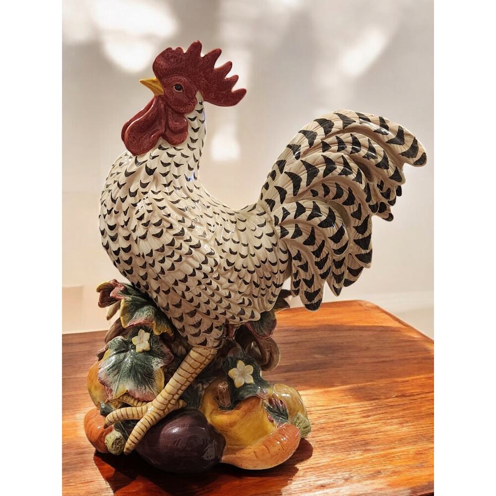 Fitz and Floyd Gardening Gourmet Large Rooster Figurine 16in Handpainted RARE